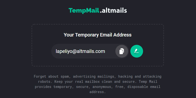 [免費] TempMail.altmails 臨時電子信箱@自動轉寄信件/暫時信箱自訂地址