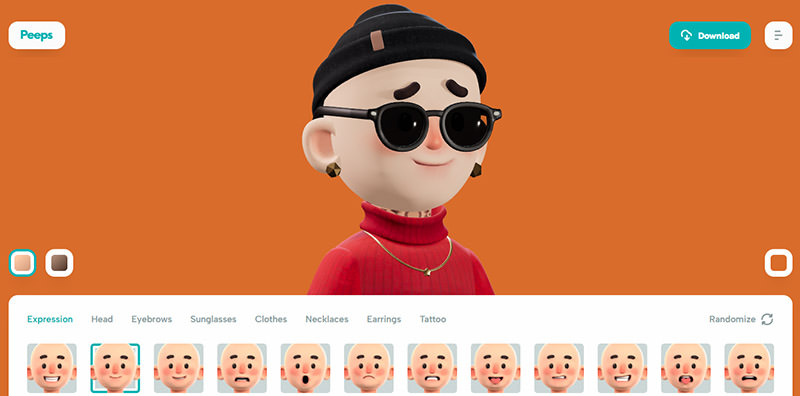 [工具] Peeps 3D 人偶頭像產生器@卡通風格大頭貼手機版/網頁版生成